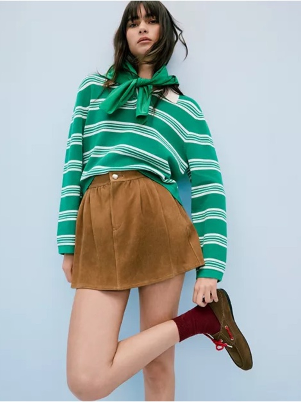 Maje Brown Suede Circle Skirt